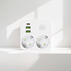 AC 콘센트 USB 포트 타입 포트가 있는 in EU 플러그 충전기 오프 스위치가 멀티탭, White