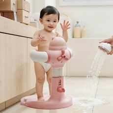 【櫥窗好物】台灣出貨 寶寶站立洗澡架嬰兒小孩洗屁股輔助支架兒童防滑站著淋浴寶寶抱架, 雪映山櫻粉, 1個