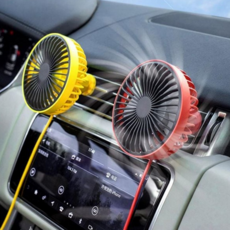 차량용 선풍기 클립 써큘레이터 송풍구 자동차 선풍기 유선 무드등, 화이트