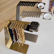 馬卡龍色系不鏽鋼支架收納錶帶底座，適用於蘋果手錶iWatch充電，桌面擺件，穩固支撐，多錶帶收納, 不銹鋼金色, 1個