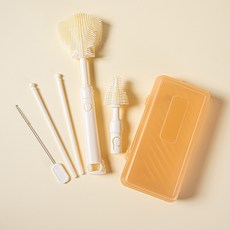 DFMEI 嬰兒硅膠奶瓶刷清潔工具寶寶專用便攜旅行裝瀝水杆收納套裝杯刷架, 1個, 如圖