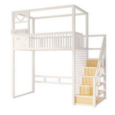 STAY 철제벙커침대 이층침대책상 침대책상 벙커침대, 프레임 구조, 프리미엄화이트 [계단 스타일]