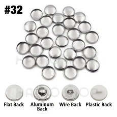 100pcs 세트/ 16-60 DIY 수제 패브릭 버튼 빵 모양 라운드 덮여 천 금속 4 뒷면 커버, [08] L32, [03] Plastic back