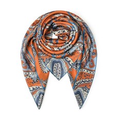 SHIROUYU 100% 멀베리 실크 스카프 109.2cm43인치 라지 스퀘어 숄 - 여성용 오버사이즈 머리띠 선물 포장 화이트-블루 141124, 오렌지-6