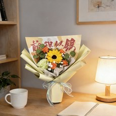 畢業季中考高考香皂畢業花束向日葵花束成品送晚輩學生典禮手捧花, (禮袋+燈串+賀卡), 前程似錦A款綠色