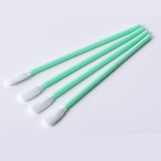 百繹穩控 工業無塵棉籤 扁頭擦拭棒 布頭擦拭棒 防靜電 無塵 不掉毛屑 100支/包, 1個, 中號擦拭棉籤, 白頭綠桿