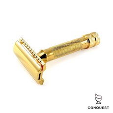 【CONQUEST】德國 Merkur 34C HD 34G 24K鍍金安全刮鬍刀，重型短柄設計，體驗尊榮舒適的刮鬍享受, 1個, 1