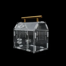 아크릴 파충류 사육 상자 자석 스냅 잠금 통풍이 잘되는 테라리움 탈출 방지 손잡이가 있는 거미, 02 6.30x4.72x5.91 in