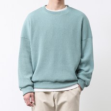 DANGOON 企劃款 男款寬鬆版型羅紋圓領彈性長袖針織衫