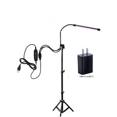 스탠드형 식물등 LED 성장등 실내식물 꽃화분 다육이 성장 바닥 스탠드형-5V USB 적청 단관+변압기, 1개
