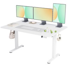 와이드상판 모션데스크 높이조절 전동책상 공부 사무용 조절 스탠드 테이블, 백색