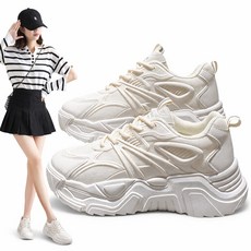 차쿠 여성 키높이 운동화 여성용 키높이 스니커즈 어글리 속굽 운동화