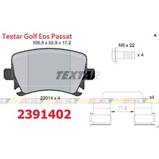 VAG小賴汽車 德國Textar Golf Eos Passat 後 煞車皮 來令片 2391402 全新, 1個