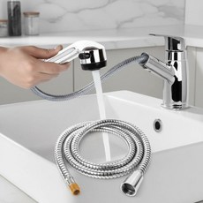 싱크대 주방수전 원홀교체용 메탈호스 125cm 꼬임방지 스프레이 자바라 연결관, 1개