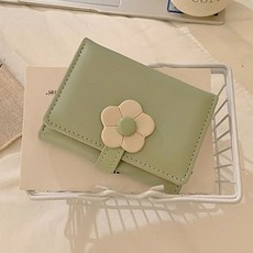 韓版花朵錢包可愛短款三折零錢包，學生銀行卡包三合一薄款錢夾