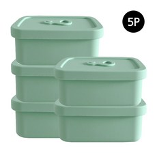 실리콘 스팀홀 팩 전자레인지 냉동 밥용기 밀폐용기 220ml, 5개, 그린