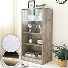 【Akira】台灣製加深款120公分高可堆疊雙門收納展示櫃 公仔櫃 書櫃 置物櫃 玄關櫃 玻璃櫃, 灰橡色