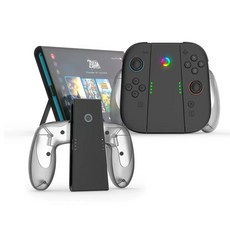 Switch2 JOYCON 左右小手柄 手把 多功能握把 搖桿 充電器 充電握把, 1個, 透黑色