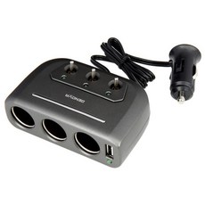 자동차 시거잭연결 3구 스위치 USB포트 시가잭 차량소켓 고속 국산 충전 usb, 실버, 1개