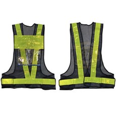 大力專業五金 反光背心 印字服務 附資料袋 V型日式 火車站長 車站專用 施工安全 工地背心 反光 施工, 藍底白條, 1個