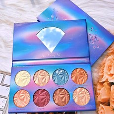 DR精選美妝平價店ins彩妝盤新手平價網紅少女8色高顔值鑽石高光修容眼影珠光提亮, 1個, 8色鑽石高光