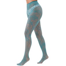 ShawGobow 여성용 레이스 타이츠 꽃무늬 섹시한 망사 스타킹 얇은 팬티 스타킹 할로윈 코스튬 청록색