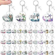 Sureio 발렌타인 기독교 키체인 선물 대량 종교 십자가 성경 구절 아크릴 열쇠고리 교회 회원 교사 학생용 사진처럼, 하트, 120