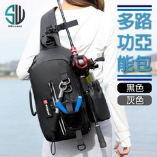 SWALKER多功能路亞包 單肩斜背包 釣魚裝備配件包, 皮膜單肩路亞包-灰色/個, 灰色