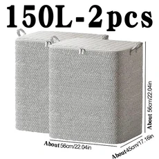 뚜껑이 있는 부직포 이불 보관 가방 지퍼 접이식 옷 대용량 방진 정리, 02 M-150L-2pcs