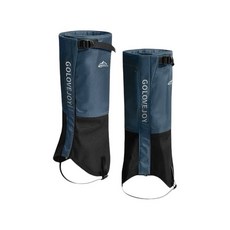 GOLOVEJOY 最新升級款 戶外防風防水腳套 輕量登山綁腿 徒步防寒雪套 防沙防蟲腿套, 藍色,L