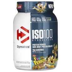 Dymatize Iso 100 水解乳清分離蛋白粉果味卵石, 1罐, 725g