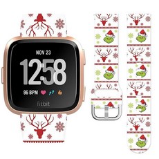 Watbro Fitbit Versa/Lite/Fitbit Versa 2 밴드와 호환되는 크리스마스 홀리데이 시계 밴드 여성용 남성용 부드러운 실리콘 스트랩 교체 액세서리, 크리스마스 8