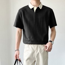 피케 티셔츠 남성 스포츠 골프 여름 슬릭넥 반팔 베이직 반팔티 여행 상의 남성용 남자