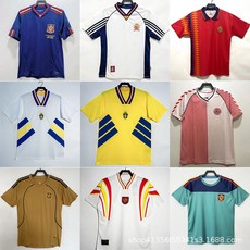 레트로 콜드 저지 스페인 스웨덴 덴마크 축구 유니폼 반팔 티셔츠