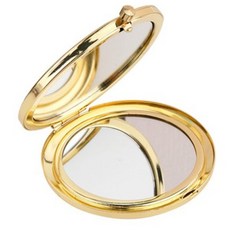 일호장신구 메탈 원형 손거울 접이식 양면거울 확대경 휴대용 거울, 골드, 1개