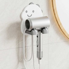 욕실이 화사해지는 귀여운 드라이기 수납 거치대 귀여운드라이기거치대 욕실드라이기걸이, 그레이