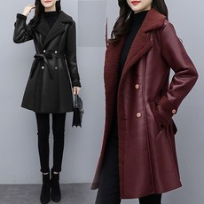 [Myshe]여성 무스탕 코트 가죽 자켓 기모 PU 자켓 가을 겨울 Xiao621WC06