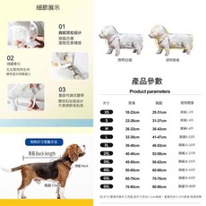 狗狗全包雨衣連帽 附牽引孔設計, 透明白邊 加厚防雨, 1個