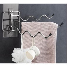 욕실 주방 타공없이 간편부착 리빙 스텐 다용도 행주 수건걸이 욕실선반 수건거치대