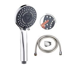 多功能手持花灑 三種模式：外雨、內雨、按摩噴射 安裝簡便, 鉻色, 1套