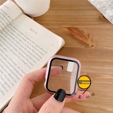 硬殼鋼化膜 適用於 Apple Watch 錶殼, 1個, 磨砂玫瑰金殼膜一體,40mm