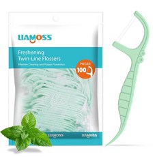 트윈 라인 치실 민트 맛 치실 피크 100개 LIAMOSS 듀얼 액션 2분 이내에 치아를 깨끗하게 해주는 깨지지 않고 잘리지 않는 이쑤시개 스틱 197997, 트윈 라인 치실, 민트 맛 치실 피크 100개, LIA