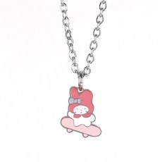 MX KIDS 써지컬스틸 미아방지 목걸이 225K 프렌즈 유아동 키즈 체인 이름 각인 어린이, 1개, Z-스케이트 핑크