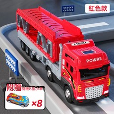 DIU 兒童合金收納貨櫃工程車變形大卡車軌道一鍵彈射汽車6男孩玩具3歲, 1個, 伸長約80CM彈射大卡車送8輛合金車:如圖