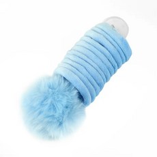 吸盤式彈簧兔毛球貓玩具, 藍色, 1個