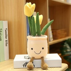 인형 봉제다육식물인형 책장 거실 장식 인테리어, 옐로우 튤립 35cm 0.2kg, 1개