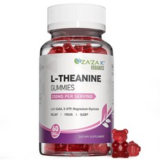 ZA'ZA K 스 L-테아닌 200mg 구미 가 함유된 L 테아닌 보충 성인 및 마그네슘 글리신, 1개, 60