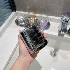 北歐風玻璃漱口杯 - 輕奢透明情侶款刷牙杯, 1個, 煙灰色梯形盃-1衹裝