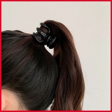 蝴蝶造型金屬髮夾 兩件套, 1個, 亮黑色高馬尾抓夾