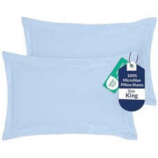 Royale Linens 베개 커버 2팩 유로 사이즈 66x66cm(26x26인치) - 브러시드 1800 극세사 침대 샴 주름 및 변색 방지 매우 부드럽고 아늑함 봉투 클로저, 블루
